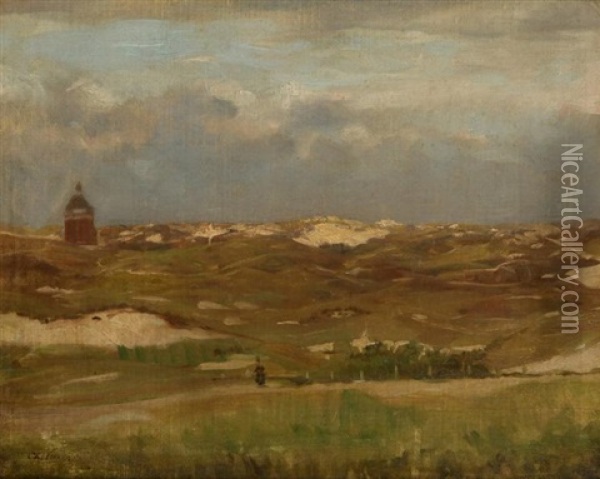 Landschaft Mit Hausern (study) Oil Painting - Anton Chittussi
