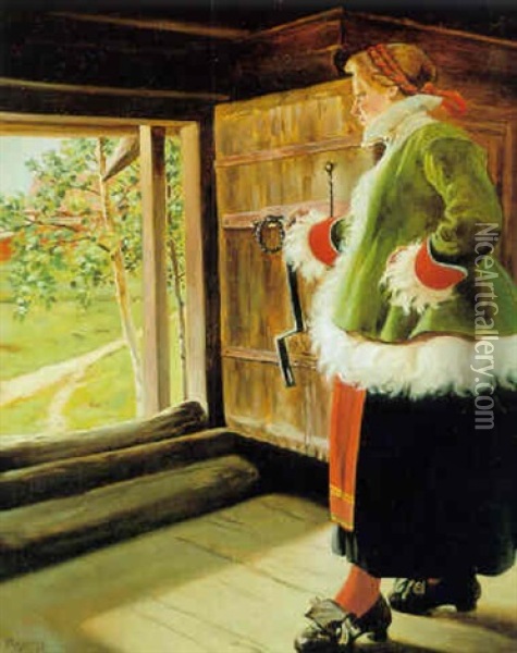 Dalkulla I Dorroppning Oil Painting - August Vilhelm Nikolaus Hagborg