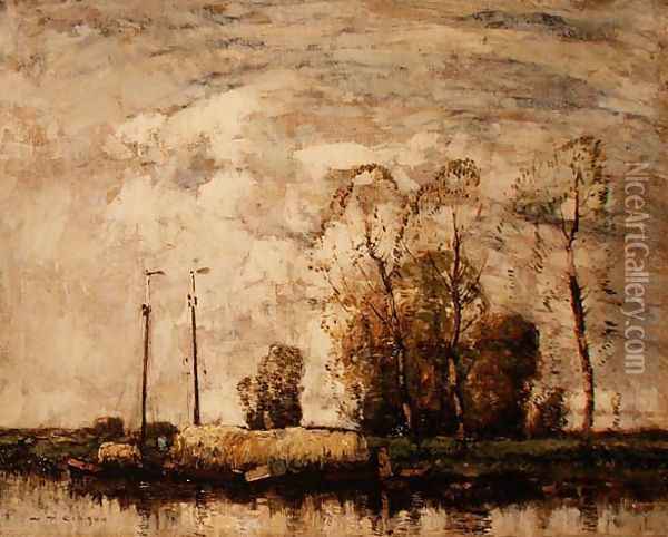 Dutch Canal Oil Painting - Alfred Gibson William