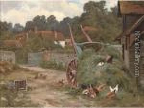 The Farmyard Oil Painting - Edward Wilkins Waite