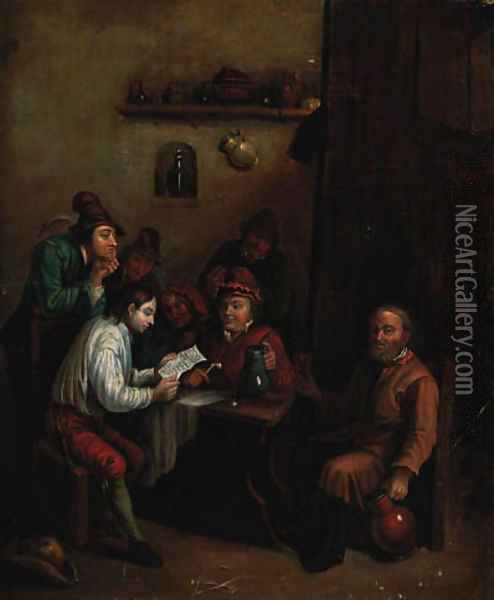 Peasants in an interior Oil Painting - David The Younger Teniers