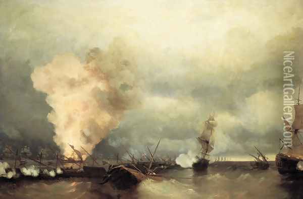 Battle of Vyborg Bay Oil Painting - Ivan Konstantinovich Aivazovsky
