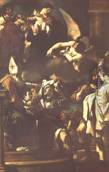 St William Of Aquitaine Receiving The Cowl 1620 Oil Painting - Giovanni Francesco Barbieri