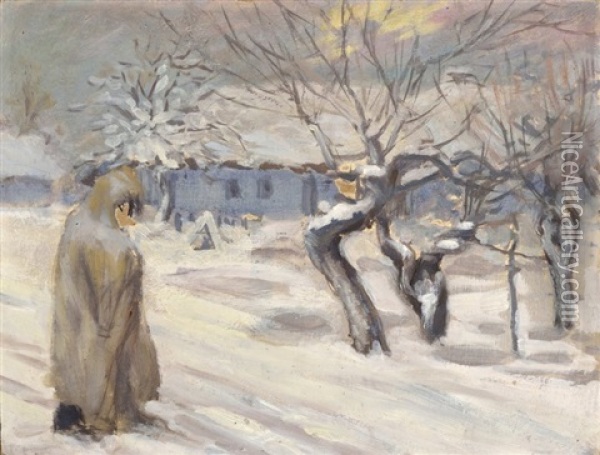 Allegory Of Winter Oil Painting - Cyril Mandel