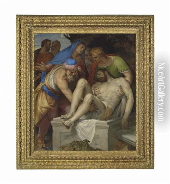 The Entombment Oil Painting - Giovanni Batista Zelotti