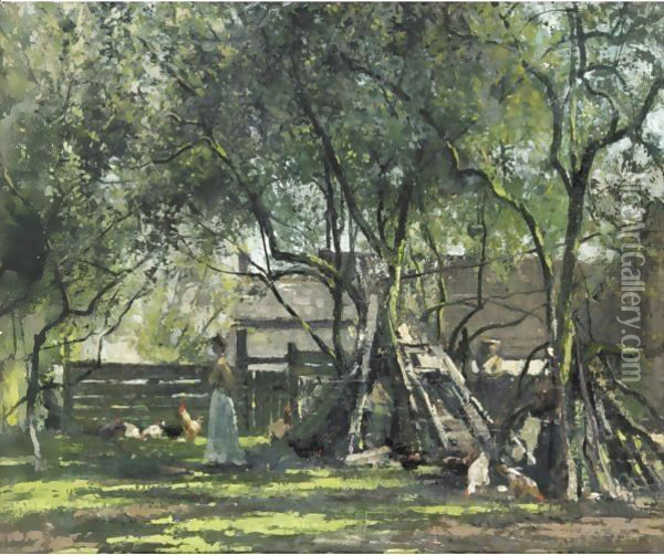 A Summer's Day At The Farm Oil Painting - William Page Atkinson Wells