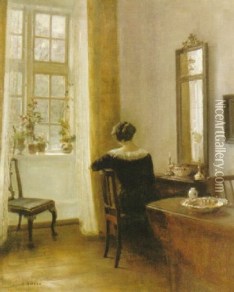 Kvinna Vid Fonster Oil Painting - Carl Vilhelm Holsoe