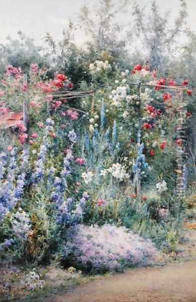 Corner of a Summer Garden Oil Painting - Harry.E. James