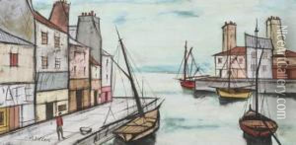 Boats In Harbor Oil Painting - Antoine Villard
