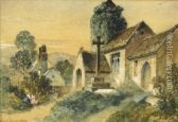 The Village Church Oil Painting - Samuel Prout