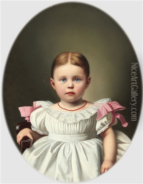 Portrait Of Dagmar Holm, Daughter Of Councillor Chr. Holm Oil Painting - Carl Rudolf Fiebig