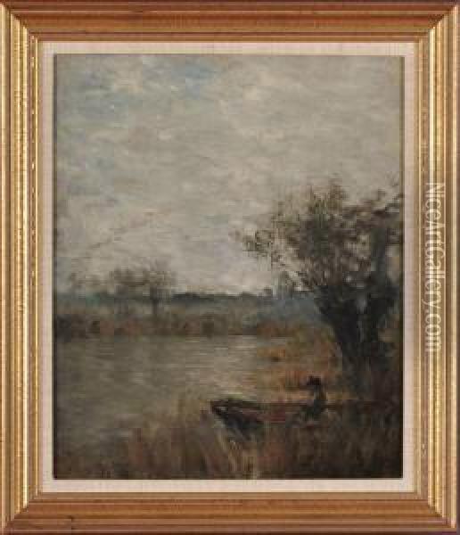 Skiff On The River Oil Painting - John Henry Twachtman
