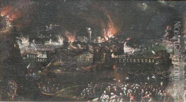 Incendie De Troie Oil Painting - Joseph Heinz