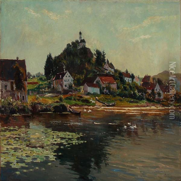 Summer Day On A River Bank In Germany Oil Painting - Franz Paul Guillery