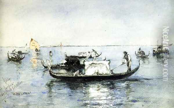 On the Lagoon, Venice Oil Painting - Robert Frederick Blum