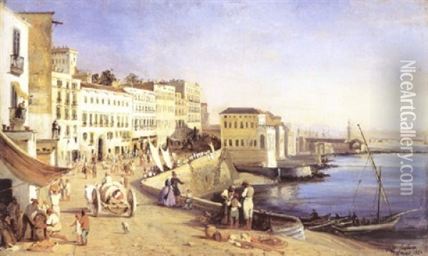 Le Port De Naples Oil Painting - Felix Fouilhouze