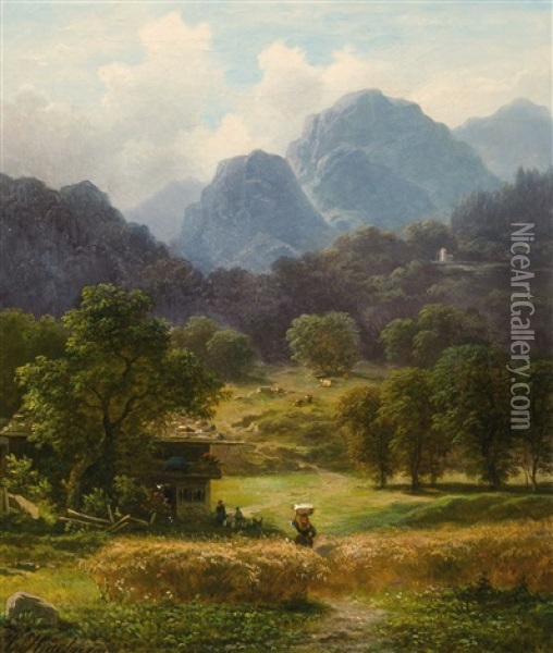 Mountain Landscape Oil Painting - Carl Haefner