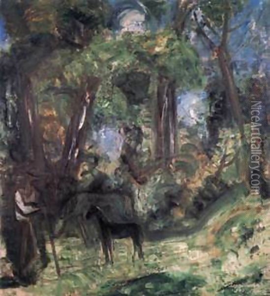 Forest Scene with Colt 1940 Oil Painting - Karl Briullov