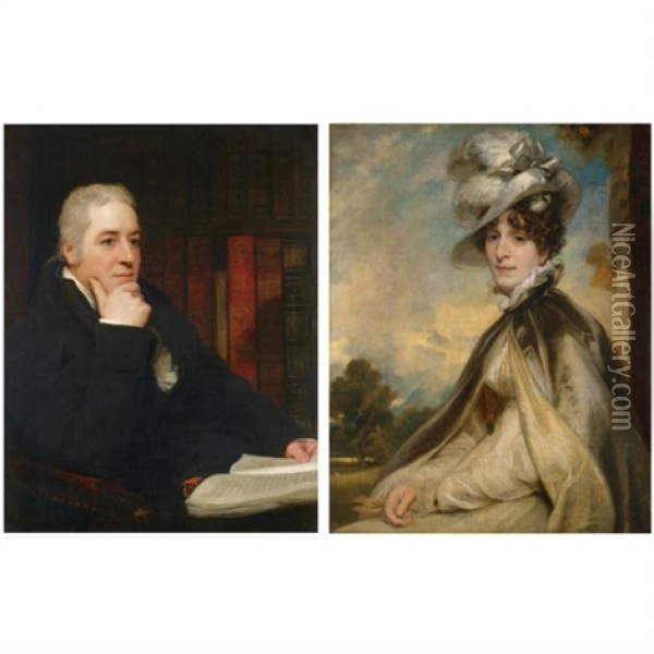 Portrait Of William Miller (+his Wife Susanna Chapman; Pair) Oil Painting - Thomas Phillips