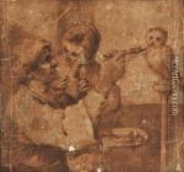 Un Uomo Alimenta Una Civetta Oil Painting - Guercino