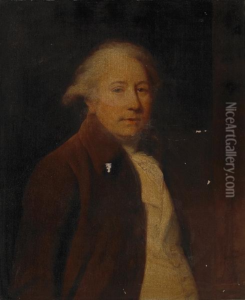 A Portrait Of A Gentleman, Thought To Be Joseph Wright Of Derby Oil Painting - Thomas Barker of Bath