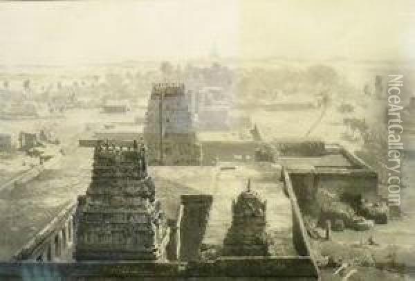 View Looking Towards The Shore Temple At Mahabalipuram Oil Painting - Josef Selleny