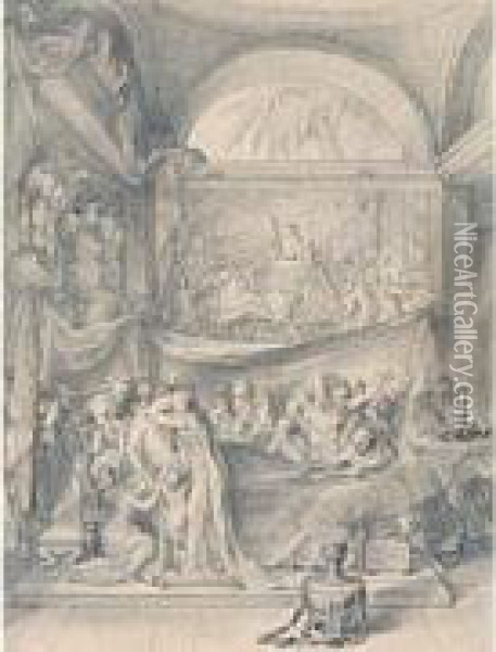 La Mort De Germanicus Oil Painting - Gabriel De Saint Aubin