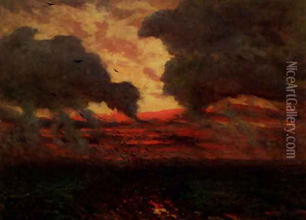 Les Corbeaux, Soir D'Orage Oil Painting - Jules Breton