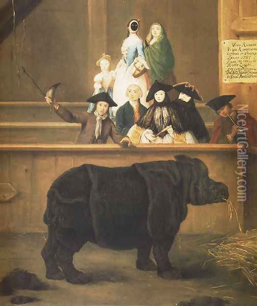 Rhinoceros Oil Painting - Pietro Falca (see Longhi)