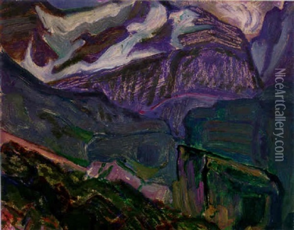 Mountain Above Lake O'hara Oil Painting - James Edward Hervey MacDonald