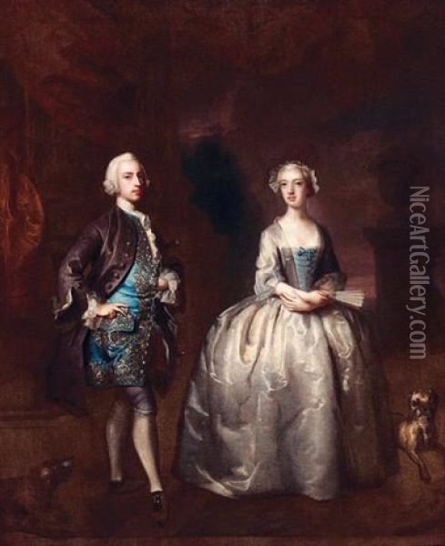 Portrait Of A Lady And A Gentleman Oil Painting - Joseph Highmore