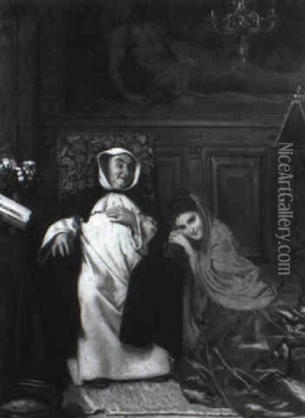 In The Friar's Chambers Oil Painting - Jean Leon Palliere