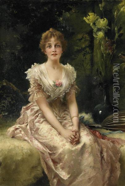Portrait Of A Woman Oil Painting - Conrad Kiesel