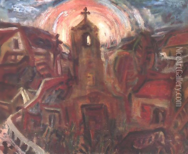 Church at Szentendre 1937 Oil Painting - Gyula Hincz