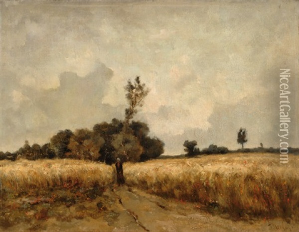 Wheat Fields In Drenthe Oil Painting - Taco Mesdag