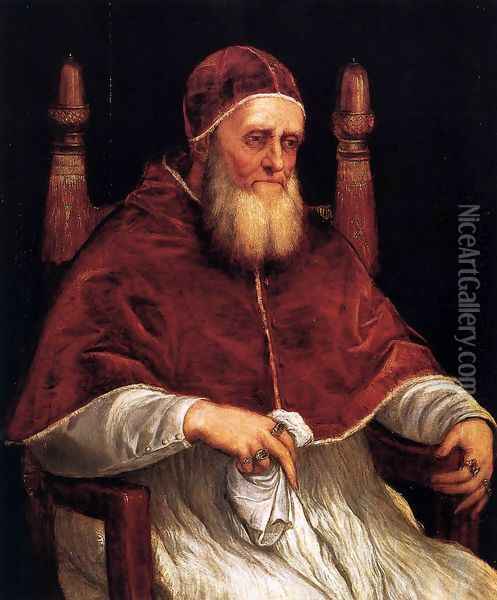 Portrait of Pope Julius II Oil Painting - Tiziano Vecellio (Titian)