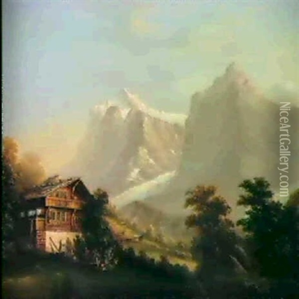 Ein Paar Landschaften Im Berner Oberland Oil Painting - Hubert Sattler