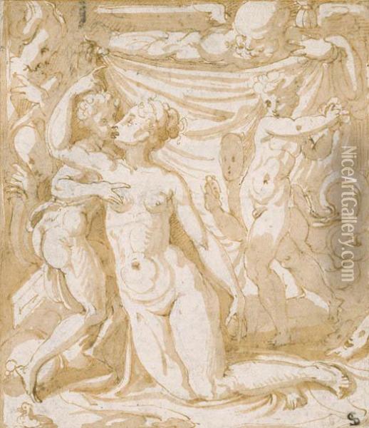 Salviati, F. Oil Painting - Rancesco De' Rossi (see Salviati, Cecchino Del)