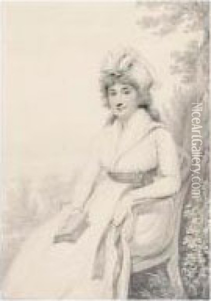 Portrait Of A Lady, Possibly Mrs Steele Oil Painting - Henry Edridge