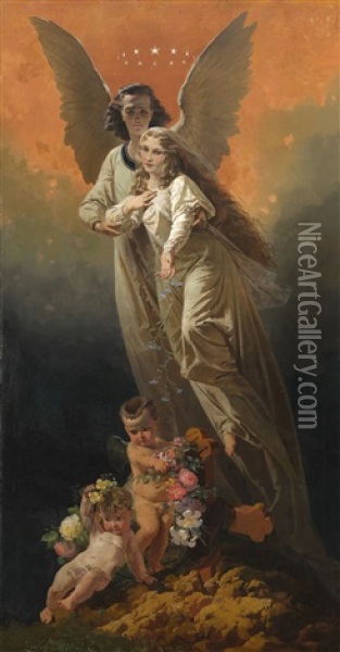 Allegorical Composition Oil Painting - Mihaly von Zichy