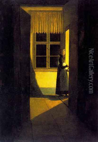 Woman with Candlestick Oil Painting - Caspar David Friedrich