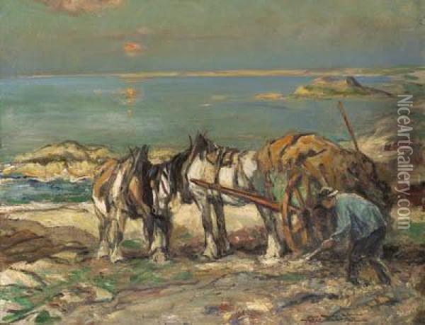 Collecting Seaweed Oil Painting - George Smith