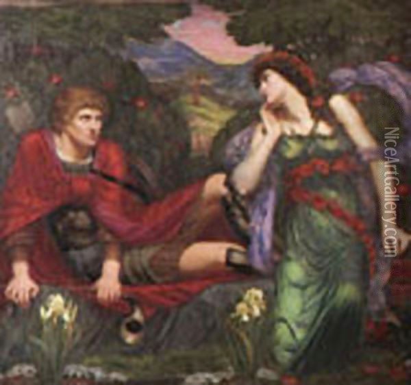 Venus And Adonis Oil Painting - Sandor Bortnyik