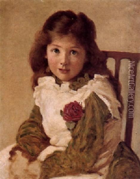 A Portrait Of The Artist's Daughter Oil Painting - George Dunlop Leslie