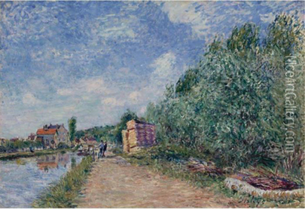 Canal Du Loing-chemin De Halage Oil Painting - Alfred Sisley