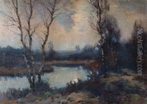 Paysage D'automne Avec Etang Oil Painting - Emile Van Doren