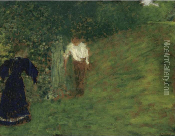 Homme Et Femme Pres D'un Arbre Oil Painting - Jean-Edouard Vuillard