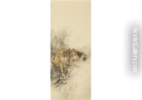 Autumn Bushes And Tiger Oil Painting - Suiseki Ohashi