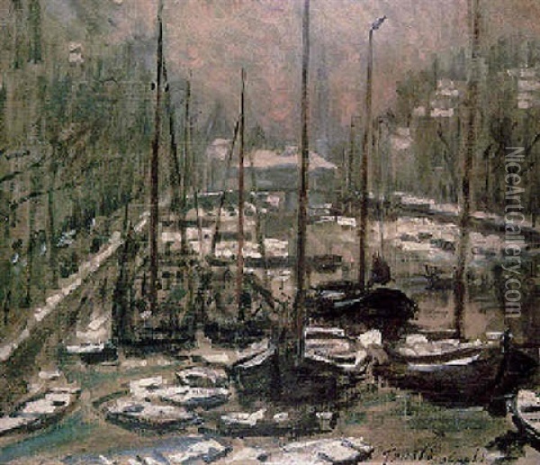 Le Geldersekade A Amsterdam, L'hiver Oil Painting - Claude Monet