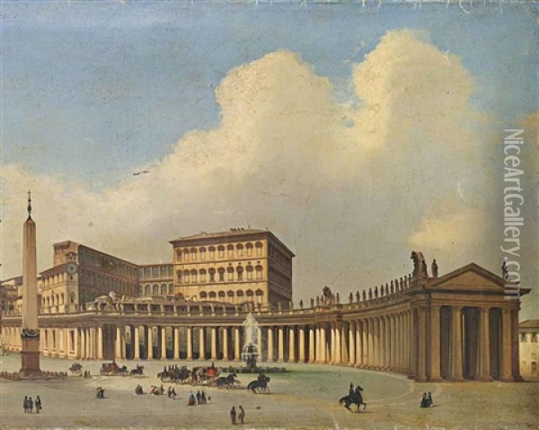 Piazza San Pietro, Rome Oil Painting - Ippolito Caffi